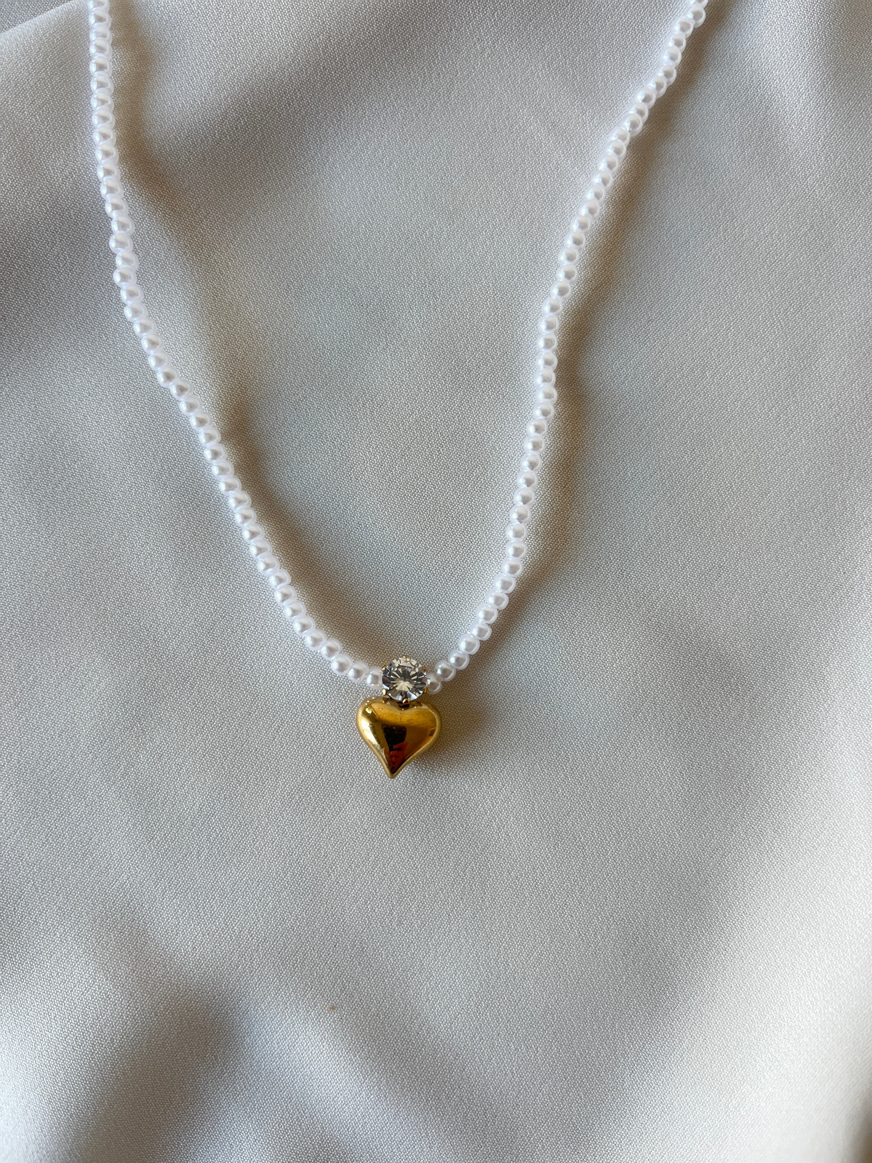 İnci Kalp Kolye