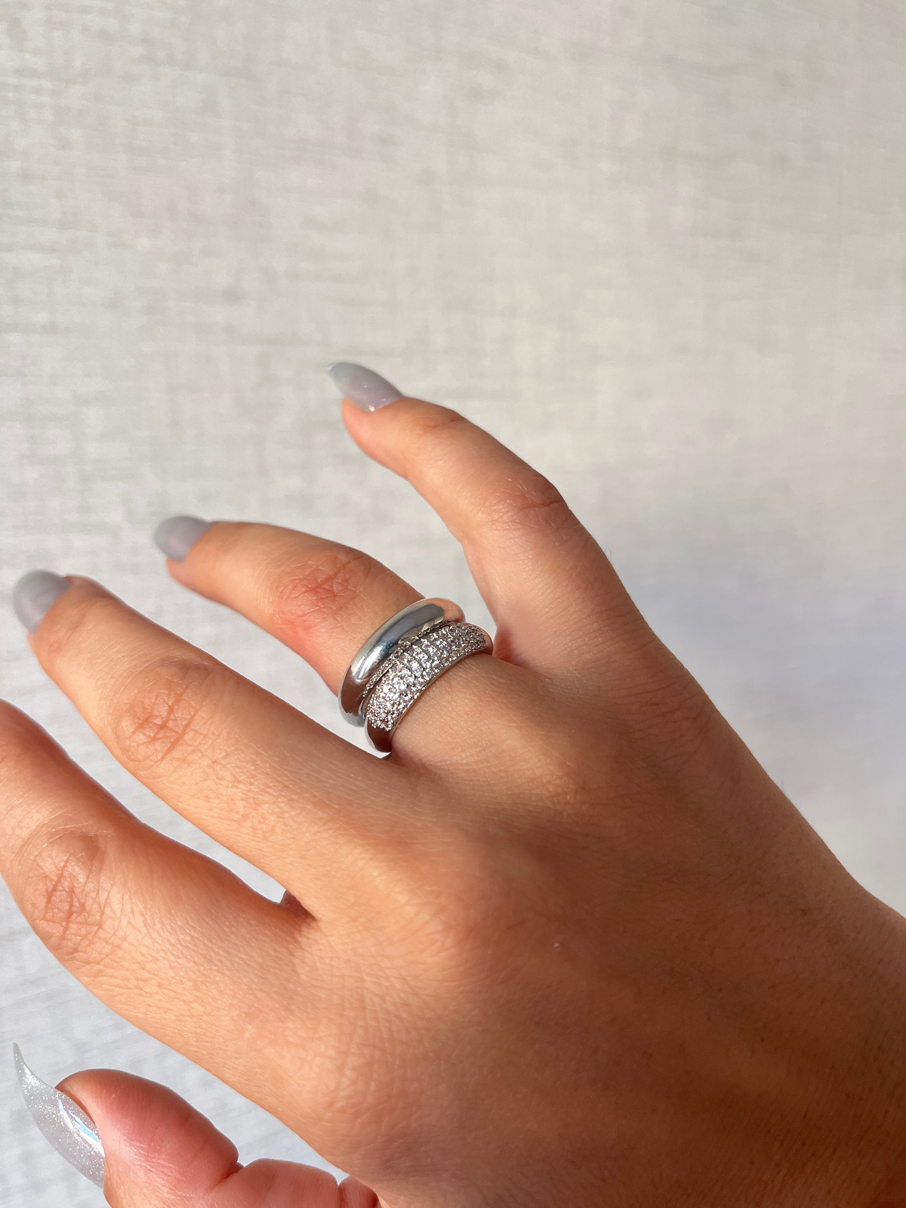 Zirkon Silver İkili Yüzük