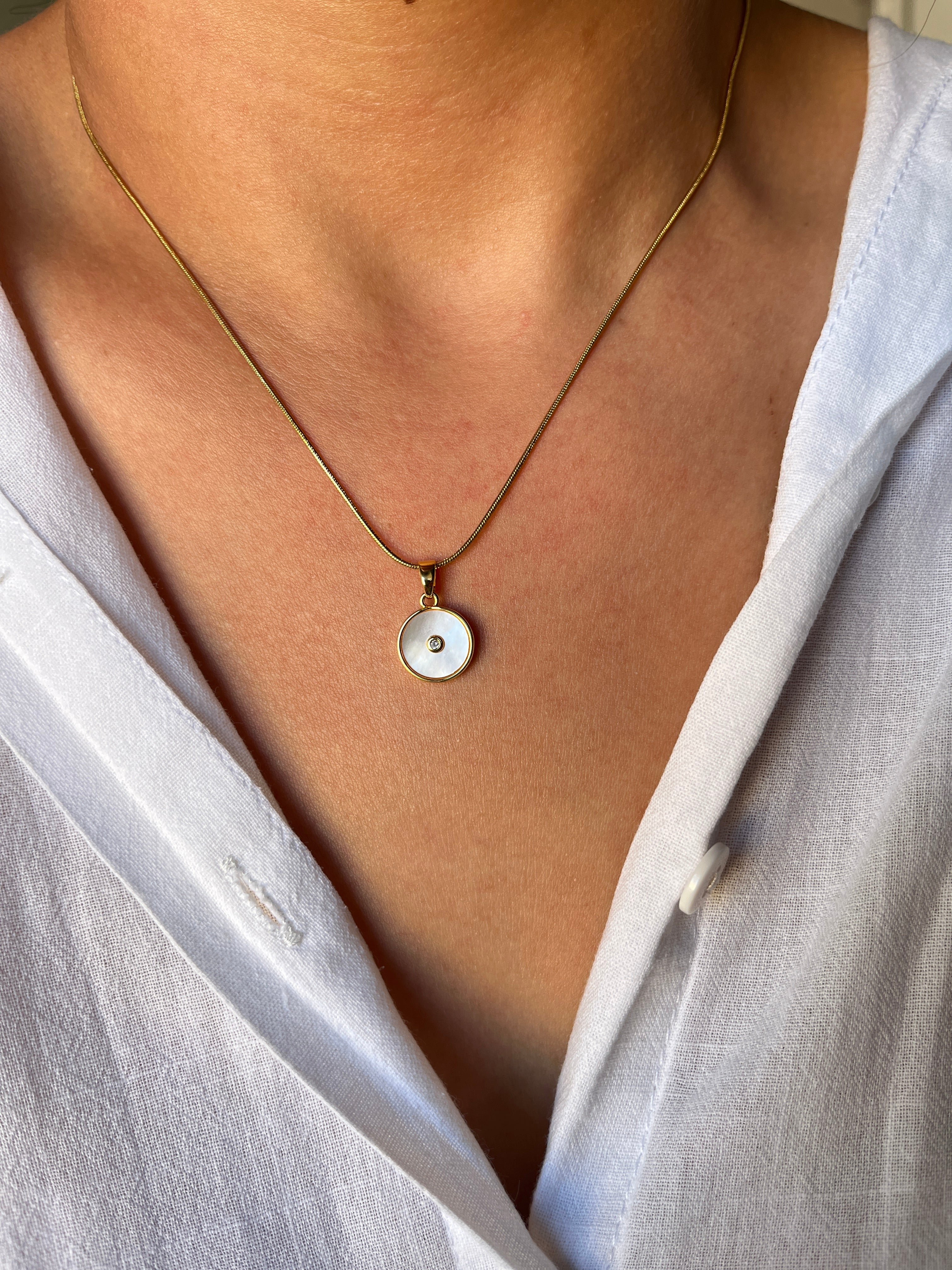 Sedef Oval Kolye Gold