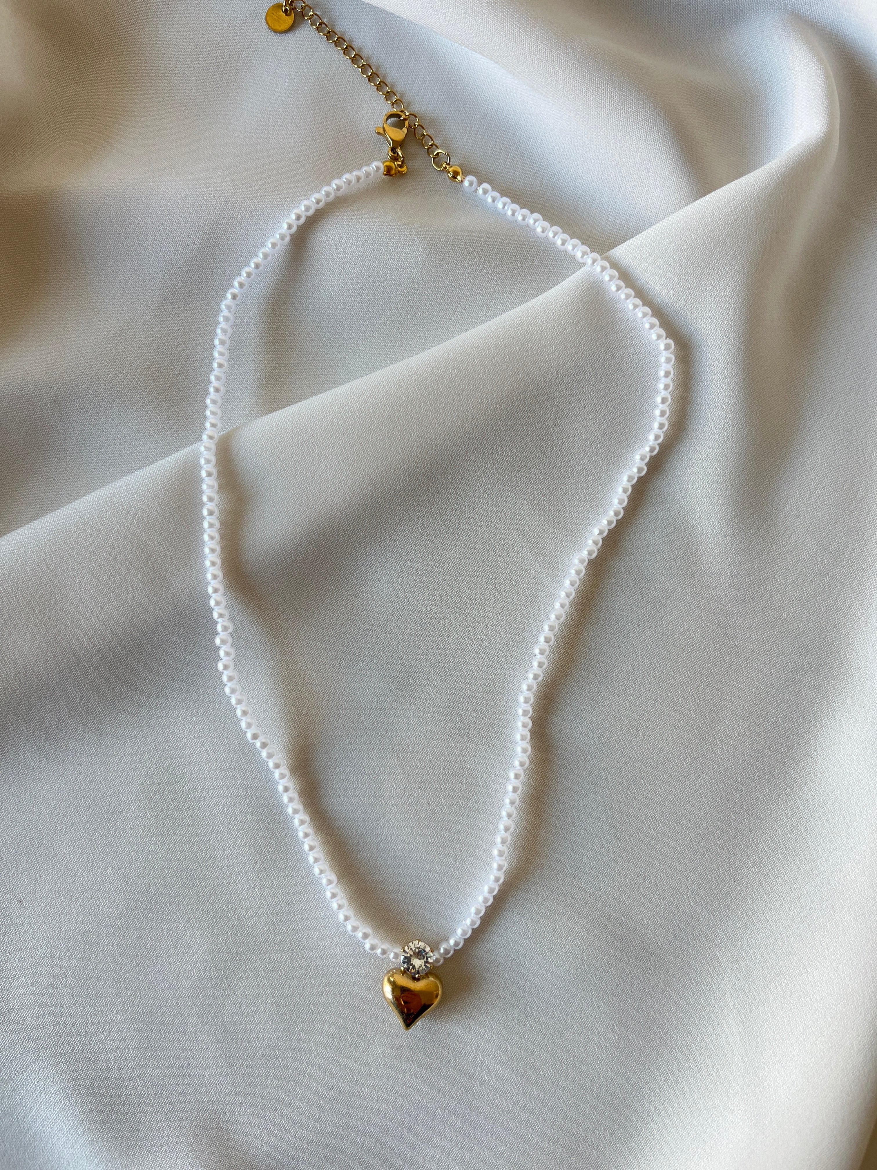 İnci Kalp Kolye